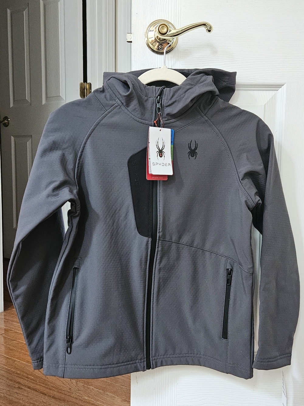 Spyder Kids' Gray Hooded Softshell Jacket